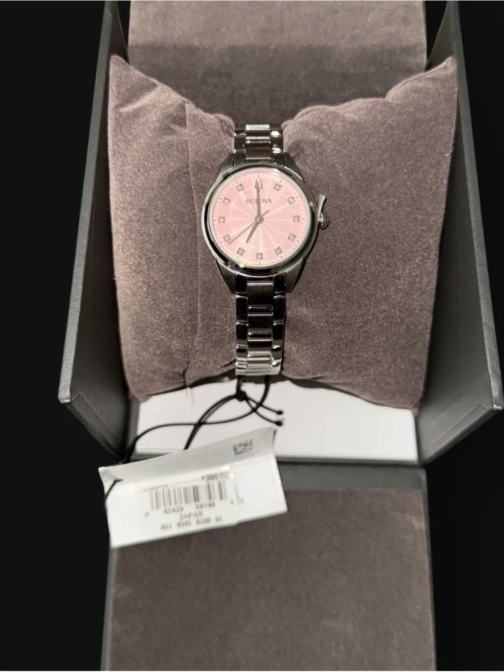 NWT Bulova Women's Stainless Steel Watch with Pink Dial